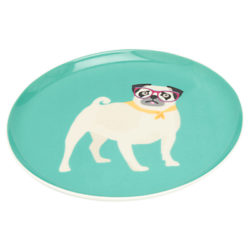 Joules Pug Single 22cm Side Plate, Aqua